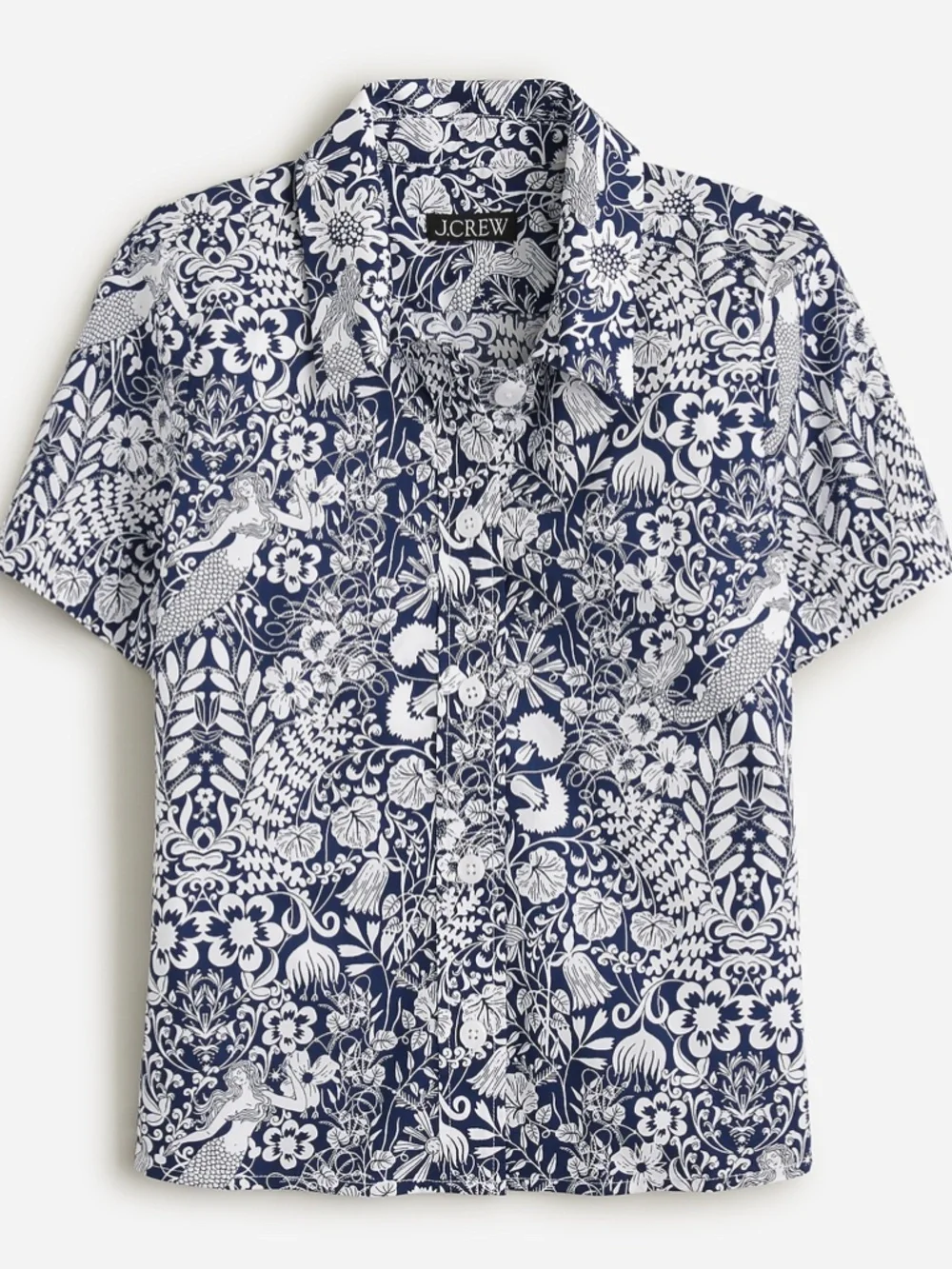 J CREW 10 Gamine Cotton Poplin Shirt in Mermaid Floral Button Up